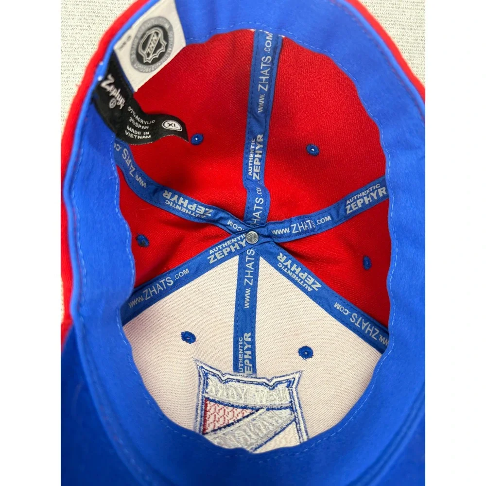 Zephyr New York Rangers NHL Hat Red Blue XL‎ Fitted Stretch Cap Hockey Logo